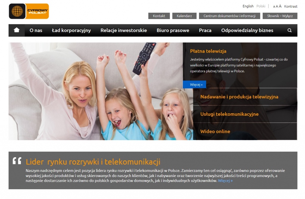 Korporacyjny serwis internetowy Grupy Cyfrowy Polsat